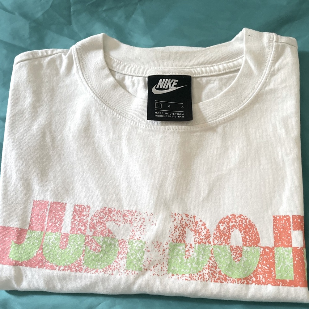 Vintage Nike Tee Size L Just Do It Y2K Retro Black Tag.